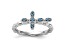 Rhodium Over Sterling Silver Stackable Expressions Cross Blue Topaz Ring 0.12ctw