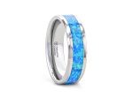 QUASAR Tungsten Wedding Band with Blue Green Opal Inlay 6mm