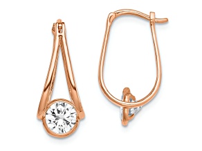 10k Rose Gold 13/16" Polished Cubic Zirconia Hoop Earrings