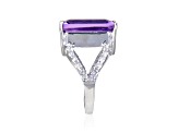 Amethyst and White Topaz Sterling Silver Open Shank Cocktail Ring, 7.23ctw