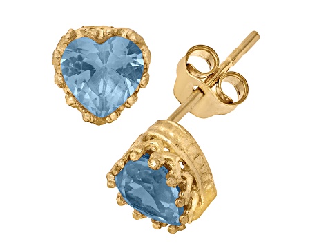 Blue Lab Created Spinel 14K Yellow Gold Over Sterling Silver Earrings 1.80ctw