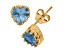 Lab Created Aquamarine 14K Yellow Gold Over Sterling Silver Heart Earrings 1.80ctw