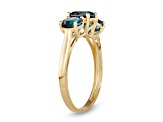 London Blue Topaz 3-Stone 10K Yellow Gold Ring 1.80ctw