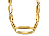 18K Yellow Gold Diamond Polished Oval Link 18 Inch Necklace