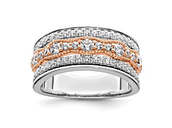 Picture of 14K Two-tone White and Rose Gold Diamond Wedding Band 1.03ctw