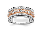 14K Two-tone White and Rose Gold Diamond Wedding Band 1.03ctw