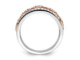 14K Two-tone White and Rose Gold Diamond Wedding Band 1.03ctw