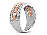 14K Two-tone White and Rose Gold Diamond Wedding Band 1.03ctw