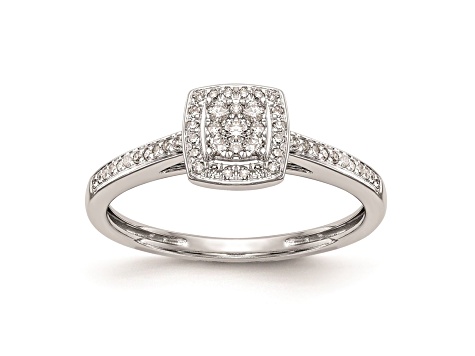 Rhodium Over 14K White Gold Diamond Cluster Engagement Ring 0.20ctw