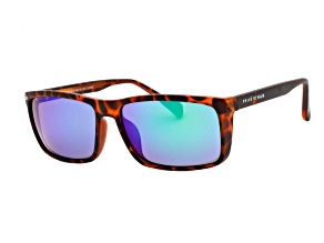 Prive Revaux Man Made Deep Chocolate Tortoise Frame / Blue-Green Mirror Lenses Rectangle Sunglasses