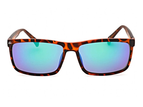 Prive Revaux Man Made Deep Chocolate Tortoise Frame / Blue-Green Mirror Lenses Rectangle Sunglasses