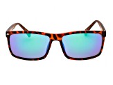 Prive Revaux Man Made Deep Chocolate Tortoise Frame / Blue-Green Mirror Lenses Rectangle Sunglasses