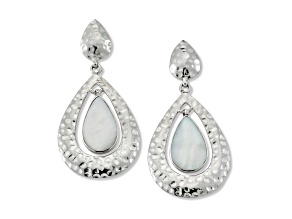 Silver Treasures by Samuel B. Mother-Of-Pearl Sterling Silver Hammered Teardrop Earrings