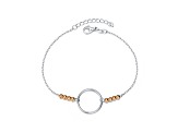 Two-Tone Rhodium Plated & 18k Rose Gold Plated over Sterling Silver Halo Bracelet