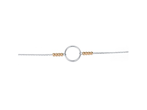 Two-Tone Rhodium Plated & 18k Rose Gold Plated over Sterling Silver Halo Bracelet