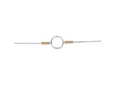 Two-Tone Rhodium Plated & 18k Rose Gold Plated over Sterling Silver Halo Bracelet