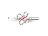 Sterling Silver Polished Pink Cubic Zirconia Butterfly Children's Ring