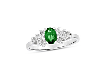 Picture of 0.60ctw Emerald and Diamond Ring in 14k White Gold