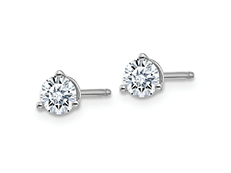 Rhodium Over 14K White Gold 1/2ct. 4.0mm Round J-K Color Moissanite Earrings