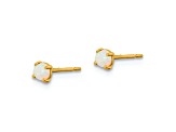 14K Yellow Gold Synthetic Lab Created Opal Post Earrings