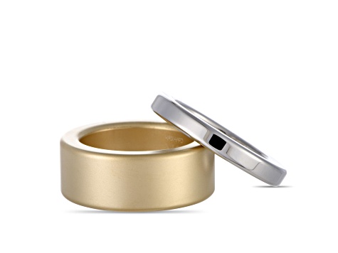 Calvin Klein "Satisfaction" Gold Tone and Silver Tone Stainless Steel Rings Set