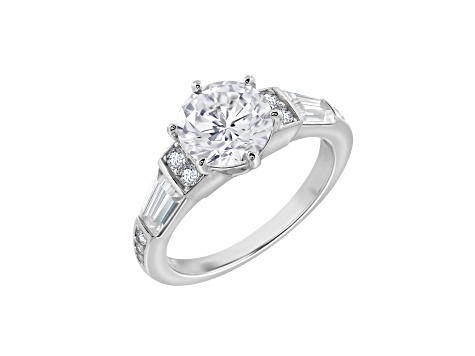 White Cubic Zirconia Platinum Over Sterling Silver Ring 3.34ctw