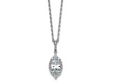 Rhodium Over Sterling Silver Fancy Marquise Cubic Zirconia Halo With 2 Inch Extension Necklace