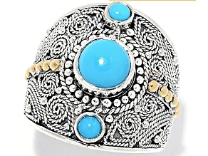Silver Treasures by Samuel B. Sleeping Beauty Turquoise Silver & 18k Gold Accent Ring