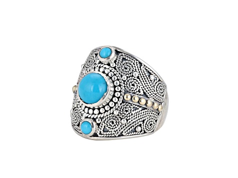 Silver Treasures by Samuel B. Sleeping Beauty Turquoise Silver & 18k Gold Accent Ring