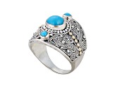 Silver Treasures by Samuel B. Sleeping Beauty Turquoise Silver & 18k Gold Accent Ring