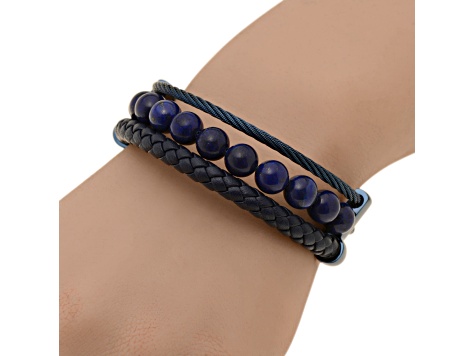 Lapis Stainless Steel Layered Bracelet