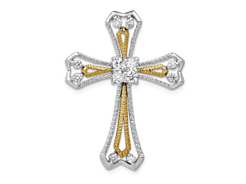 Picture of 14k Yellow Gold and 14k White Gold Diamond Cross chain slide