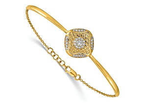 14k Yellow Gold Polished Diamond Square Weave Bar Bracelet