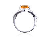 Citrine and White Topaz Sterling Silver Ring, 3.52ctw