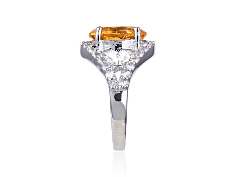 Citrine and White Topaz Sterling Silver Ring, 3.52ctw