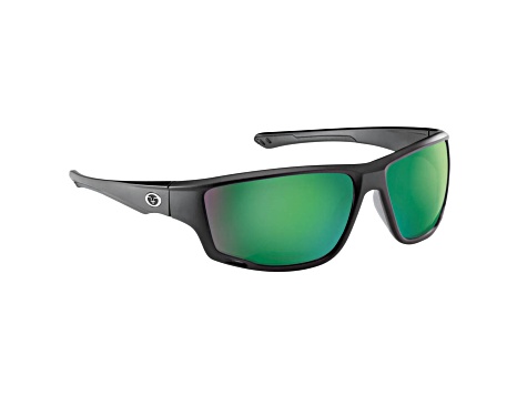Flying Fisherman Solstice Polarized Sunglasses Matte Black Frame/Amber Green Mirror Lens