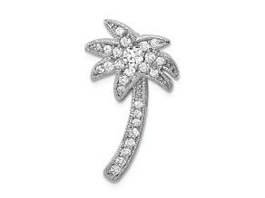 Rhodium Over Sterling Silver Cubic Zirconia Palm Tree Chain Slide