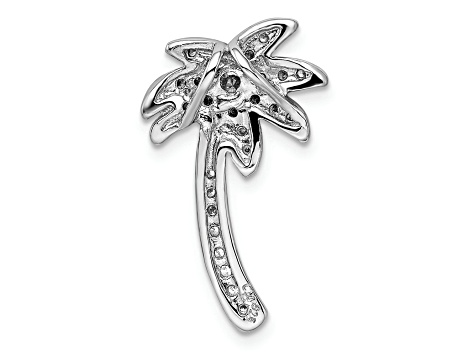 Rhodium Over Sterling Silver Cubic Zirconia Palm Tree Chain Slide