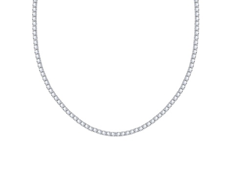 White Cubic Zirconia Platinum Over Sterling Silver Tennis Necklace 14.50ctw