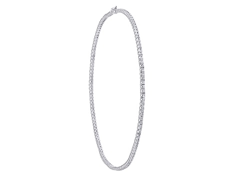 White Cubic Zirconia Platinum Over Sterling Silver Tennis Necklace 14.50ctw