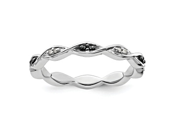 Picture of Sterling Silver Stackable Expressions Black and White Diamond Ring 0.06ctw