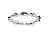 Sterling Silver Stackable Expressions Black and White Diamond Ring 0.06ctw