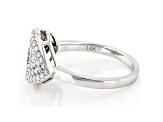 Blue And White Lab-Grown Diamond 14k White Gold Cluster Ring 0.80ctw