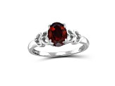 Red Garnet And White Diamond Sterling Silver Ring 1.63ctw