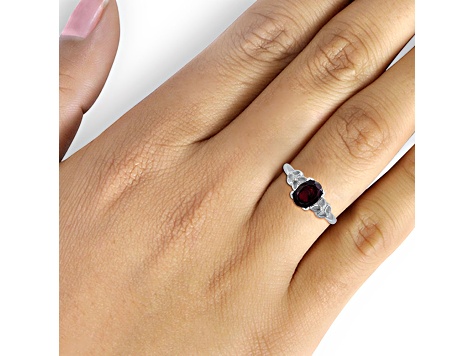 Red Garnet And White Diamond Sterling Silver Ring 1.63ctw