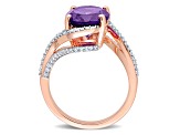 3ct African Amethyst And 0.33ctw Diamond 14k Rose Gold Bypass Ring