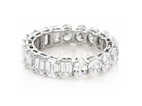 Oval and Emerald Cut White Lab-Grown Diamond 14k White Gold Eternity Band Ring 5.50ctw F-G/VS-SI