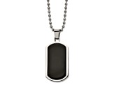 Stainless Steel Polished with Black Agate Inlay 22-inch Dog Tag Necklace