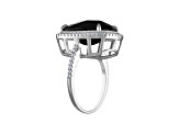 Black Spinel Halo Sterling Silver Ring 11.54 ctw
