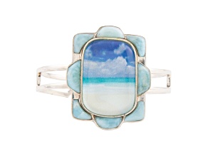 Barse Jewelry Scenic Beach Blue Larimar and Silver Cuff Bracelet